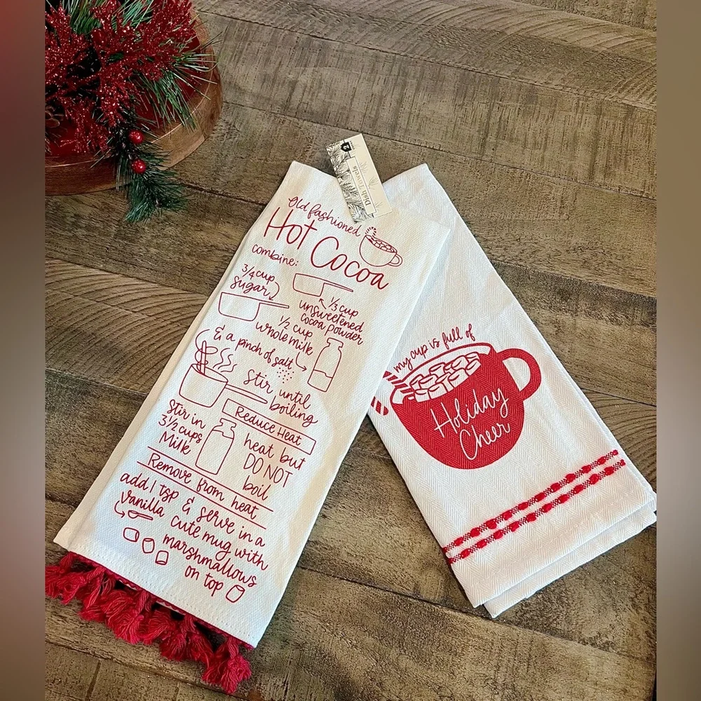 Target 🎯 Christmas Holiday Set Of 2 Holiday Dish Towels 100% Cotton